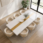 Custom White Epoxy Table with Genuine 24K Gold Leaf Stripe | Coffee or Dining Table