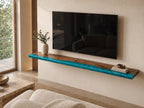 Walnut Epoxy Floating Shelf, Custom Live Edge Wall Shelf in Colors