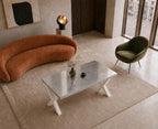 Silver Leaf Epoxy Coffee Table, Custom Resin Center Table with Metal Legs