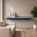 Ocean Epoxy Floating Shelf, Walnut Wood Wall Shelf, Coastal Bathroom Decor, Handmade Resin Shelf, Custom Size