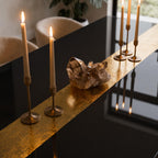 Black Epoxy Table with Genuine 24K Gold Leaf Stripe | Coffee or Dining Table
