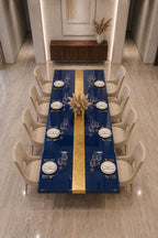 Blue Epoxy Table with Genuine 24K Gold Leaf Stripe | Coffee or Dining Table