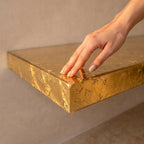 24 K Gold Leaf Epoxy Floating Shelf: Custom Mirror-Finish Wall Console