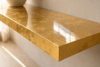24 K Gold Leaf Epoxy Floating Shelf: Custom Mirror-Finish Wall Console
