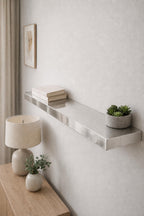 Silver Leaf Epoxy Floating Shelf: Custom Mirror-Finish Wall Console