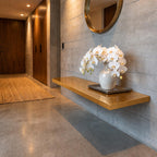 24 K Gold Leaf Epoxy Floating Shelf: Custom Mirror-Finish Wall Console