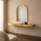 24 K Gold Leaf Epoxy Floating Shelf: Custom Mirror-Finish Wall Console