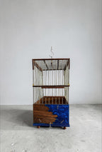 Luxury Walnut & Resin Bird Cage, Handmade Ornate Canary Cage, Custom Color Birdcage