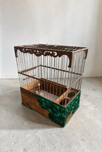 Luxury Walnut & Resin Bird Cage, Handmade Ornate Canary Cage, Custom Color Birdcage