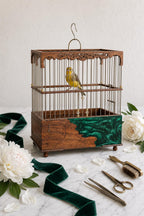 Luxury Walnut & Resin Bird Cage, Handmade Ornate Canary Cage, Custom Color Birdcage