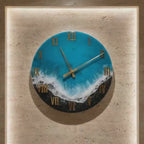 Obsidian Shore Ocean Wall Clock – Handmade Resin Clock with Gold Roman Numerals  60 cm Coastal Statement Decor
