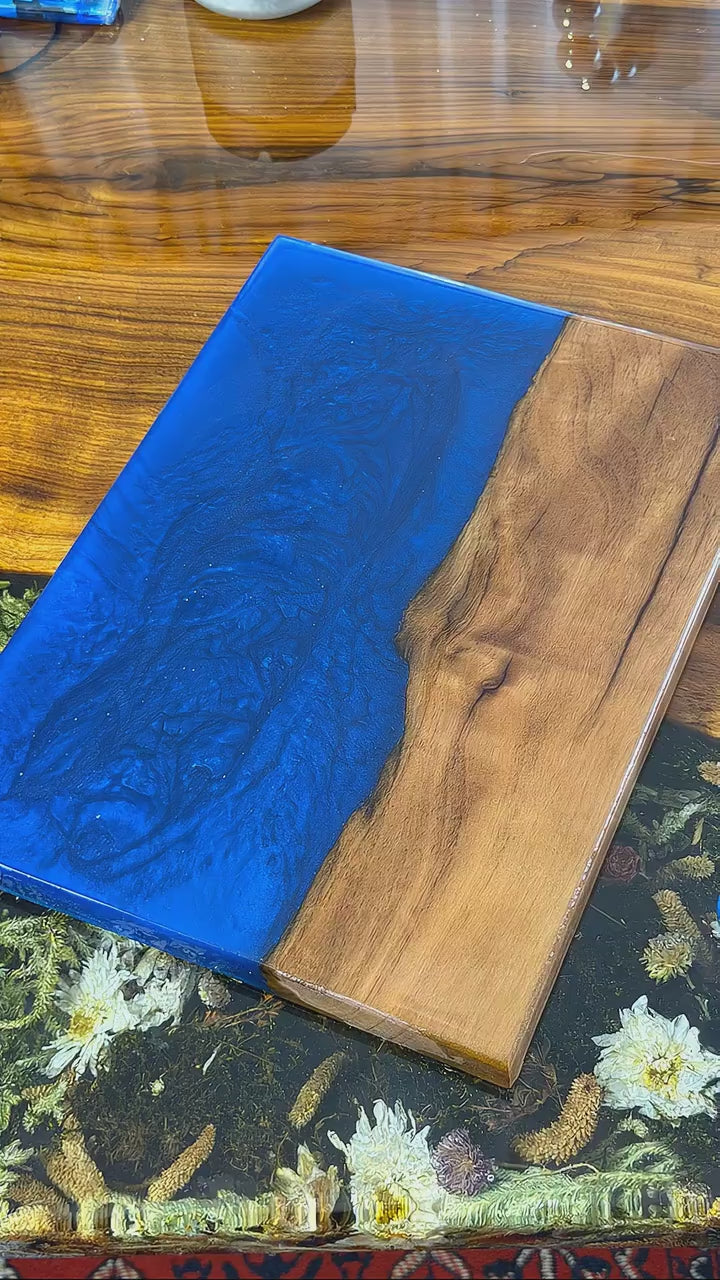 Walnut and Resin Serving Board – Handmade Charcuterie Cheese Board – Minimal Luxury Design